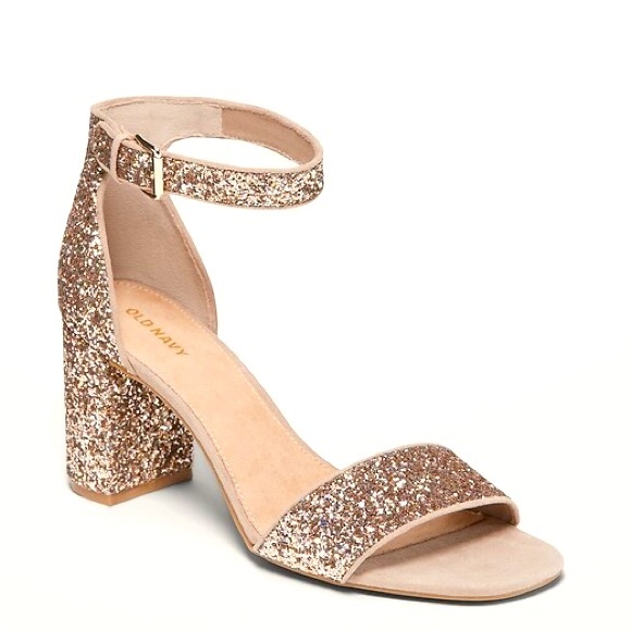Old Navy Gold Glitter Block Heel Sandals - size 6 - Picture 6 of 6